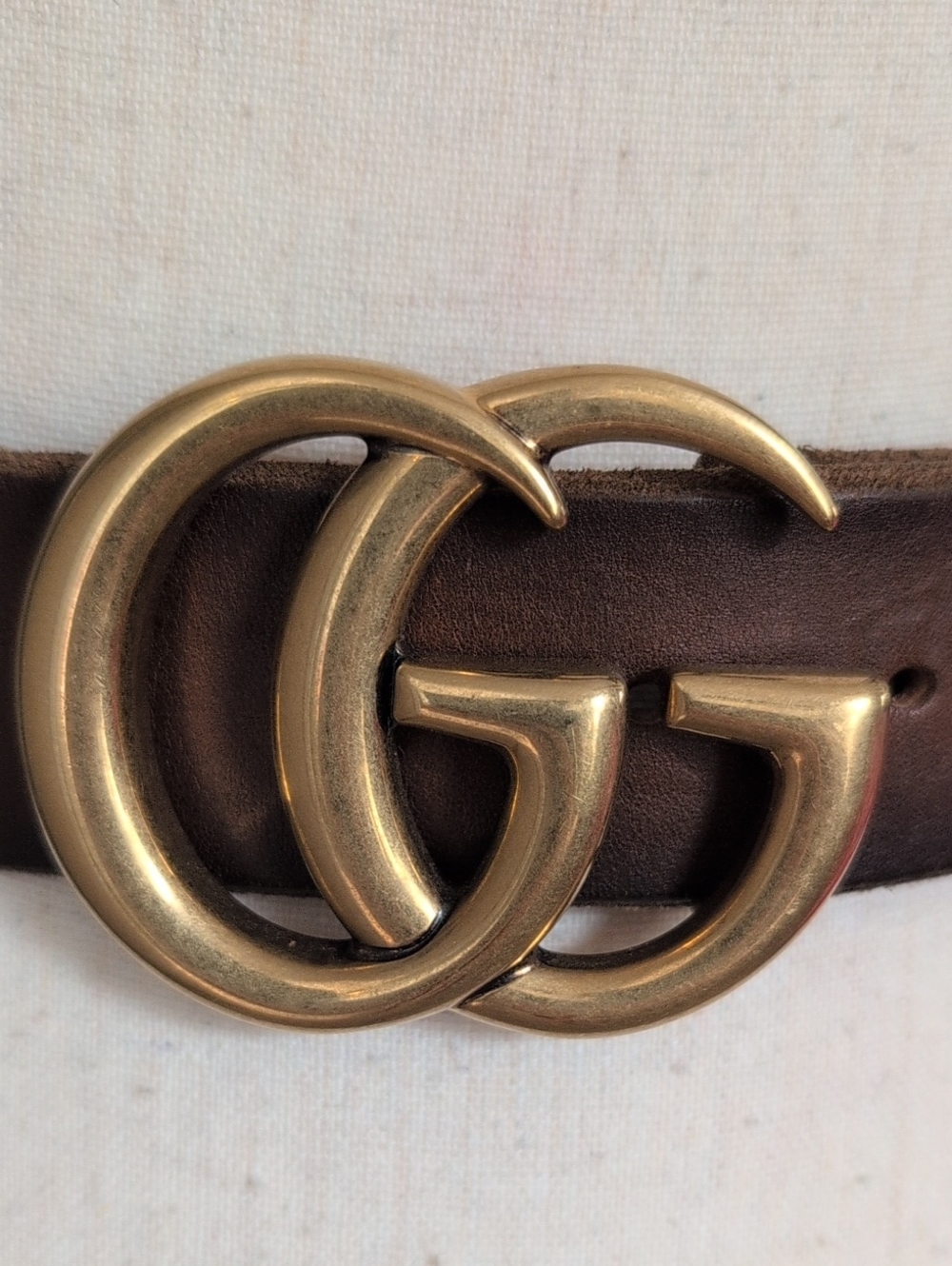 Gucci Brown Leather Double G Logo Belt - Picture 2 of 7